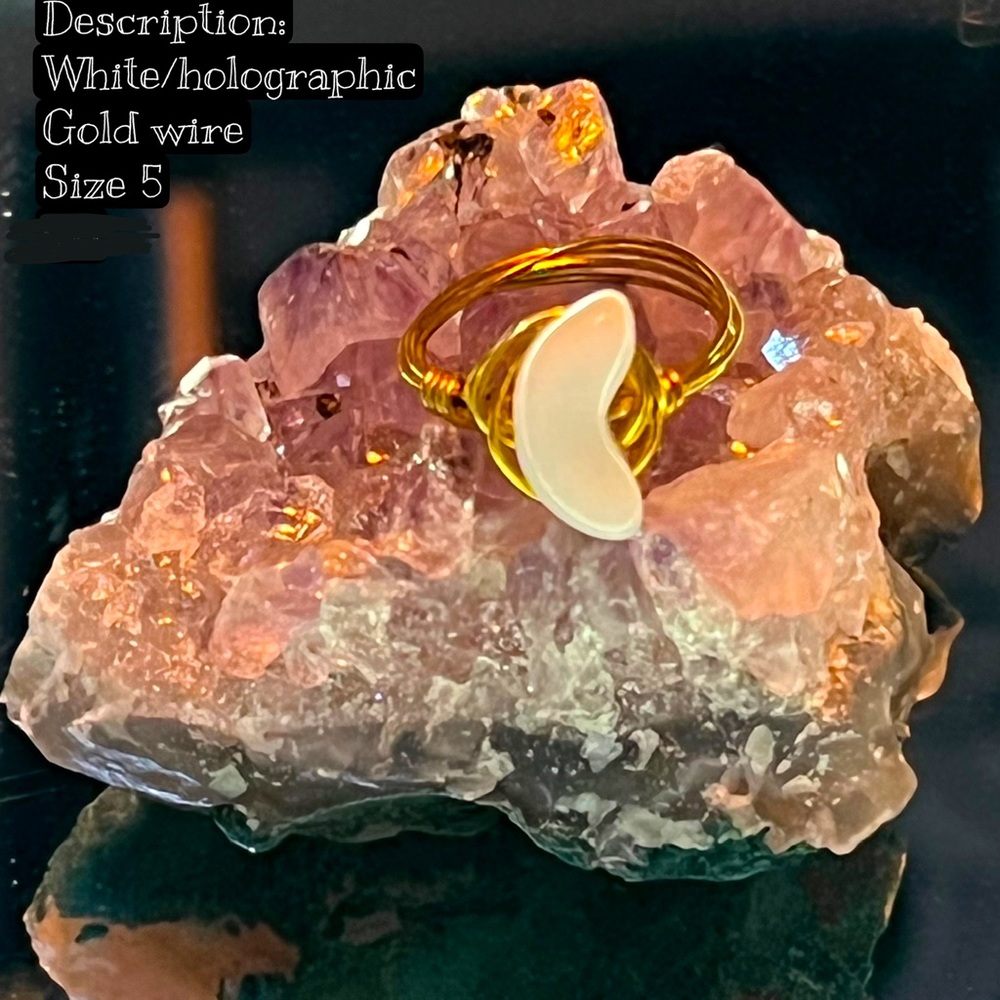 WHITE AND GOLD MOON RING!